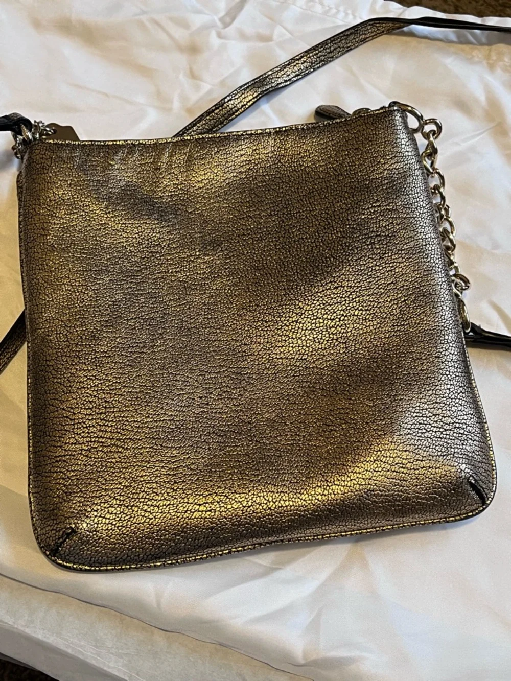 Coach Swagger Swingpack Metallic Gold Crossbody Bag with Turnlock Detail and bag